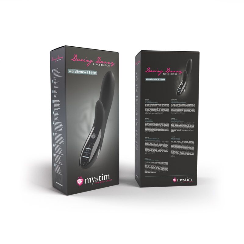 Вібратор-кролик Mystim Daring Danny eStim Black: вид знизу, інформація про модель