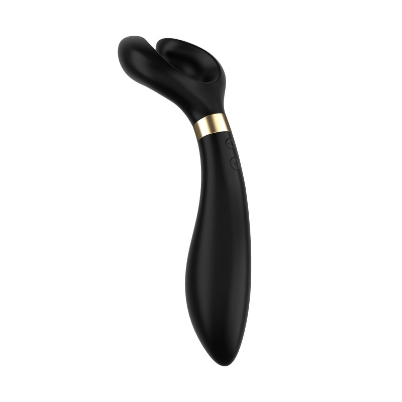 Satisfyer Endless Fun Black: вигляд збоку, демонстрація вигнутої форми та текстури