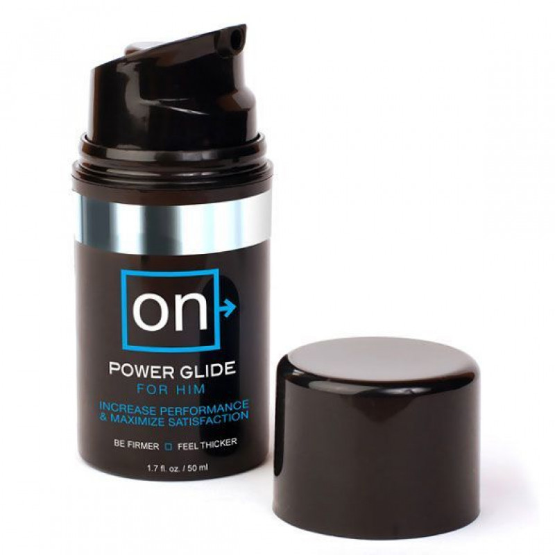 Упаковка стимулювального гелю Sensuva ON Power Glide For Him - картонна коробка з детальним описом та елементами дизайну бренду