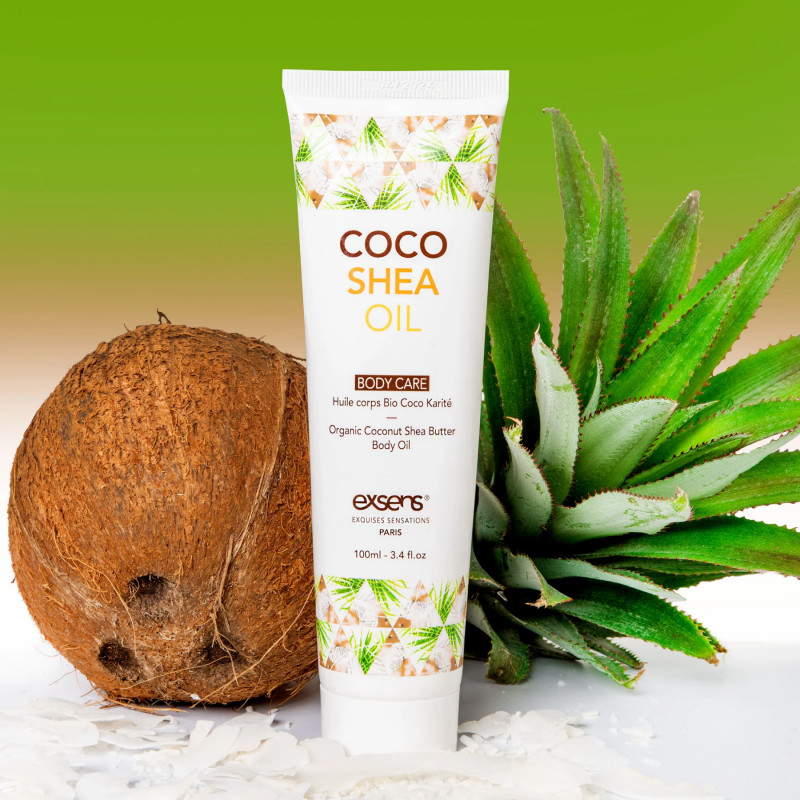 Текстура органічної кокосової олії каріте (ши) EXSENS Coco Shea Oil 100 мл, ECOCERT