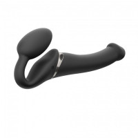 Безремневой страпон Strap-On-Me Vibrating Black M, 3.8см, пульт ДУ