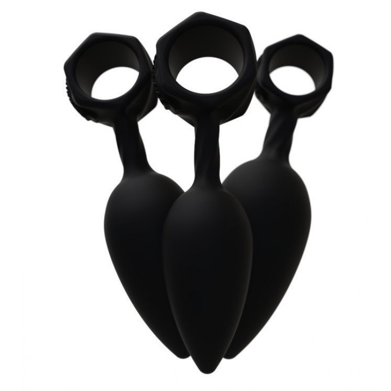 Три силіконові пробки Bathmate, що демонструють їхню гнучкість та м'якість