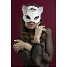 Маска кішки Feral Feelings Catwoman Mask, натуральна шкіра, біла — Keks-Hub