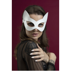 Маска кішечки Feral Feelings Kitten Mask, натуральна шкіра, біла — Keks-Hub