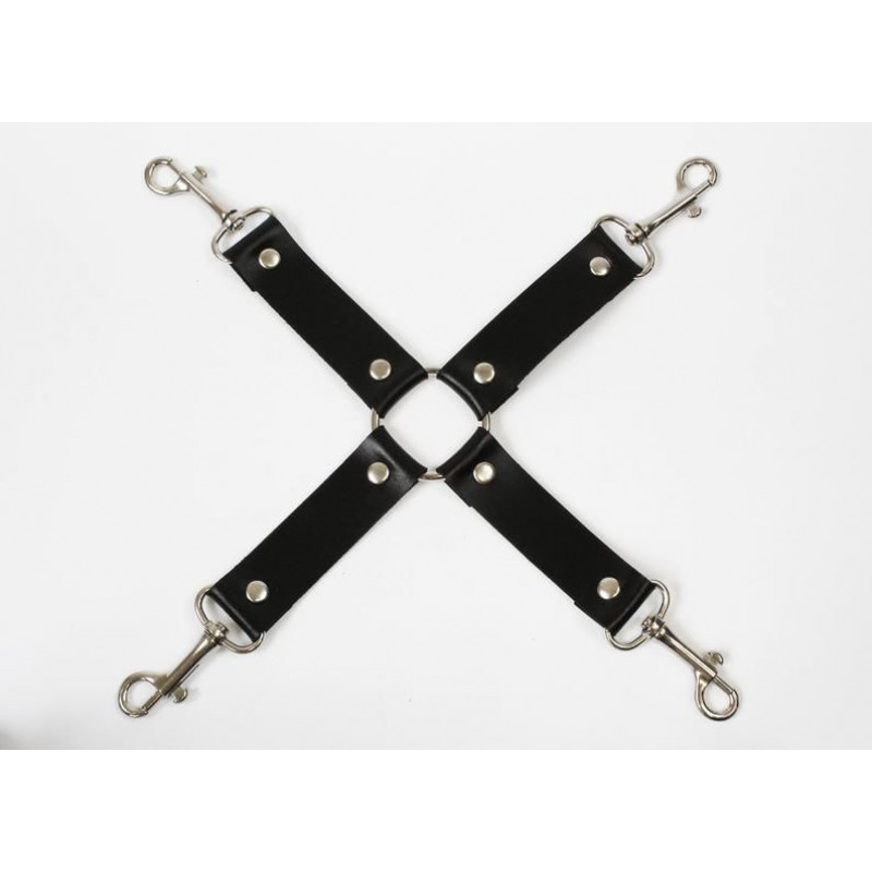 Хрестовина Feral Feelings 4 Way Connector з натуральної шкіри чорна, вигляд збоку