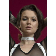 Чокер з кільцем для повідця Feral Feelings білий, натуральна шкіра — Keks-Hub