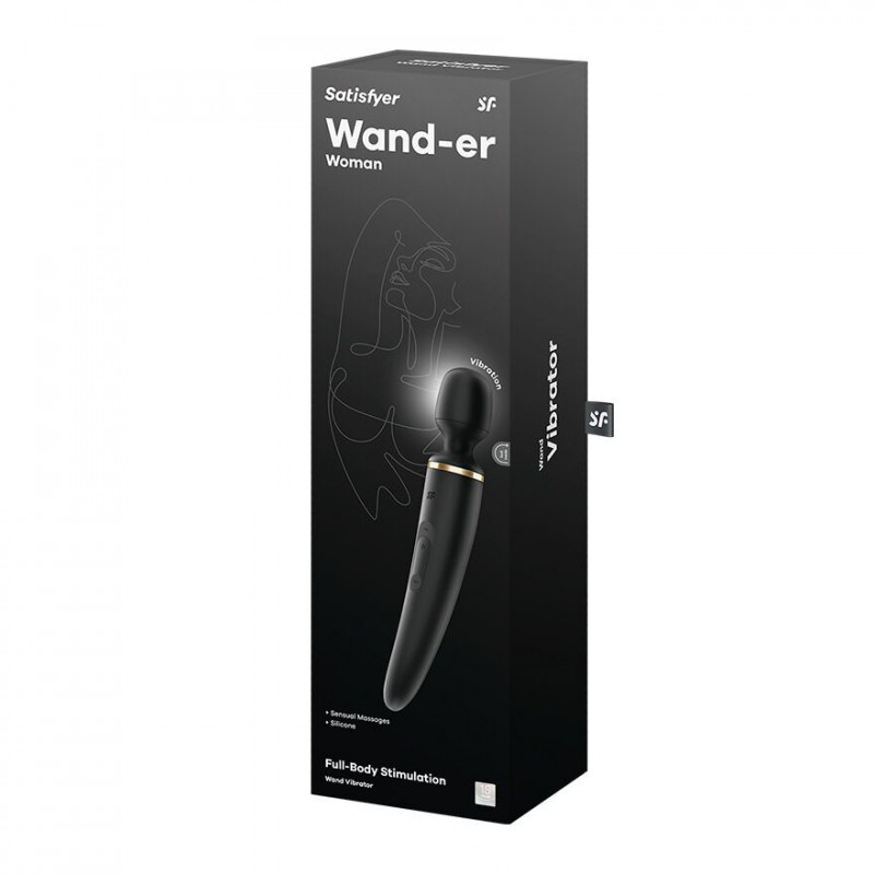 Вібромасажер Satisfyer Wand-er Woman Black/Gold XXL, вид ззаду, деталі управління