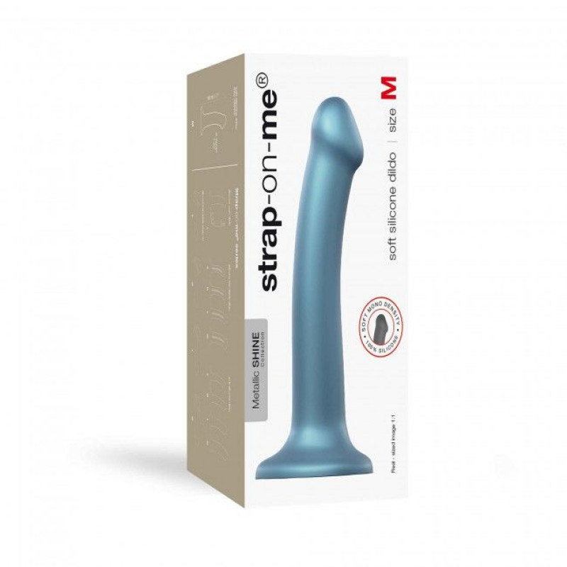 Насадка для страпону Strap-On-Me Mono Density Dildo M Blue, детальна текстура силікону, синій
