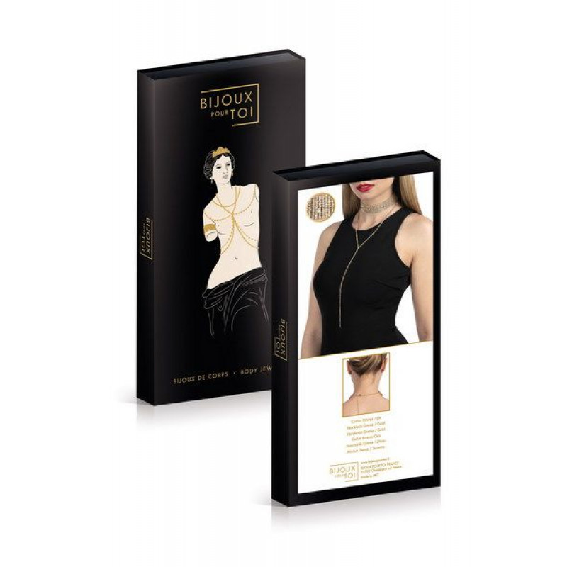 Кольє зі стразами Bijoux Pour Toi - Emma Gold, текстура та блиск каменів, упаковка