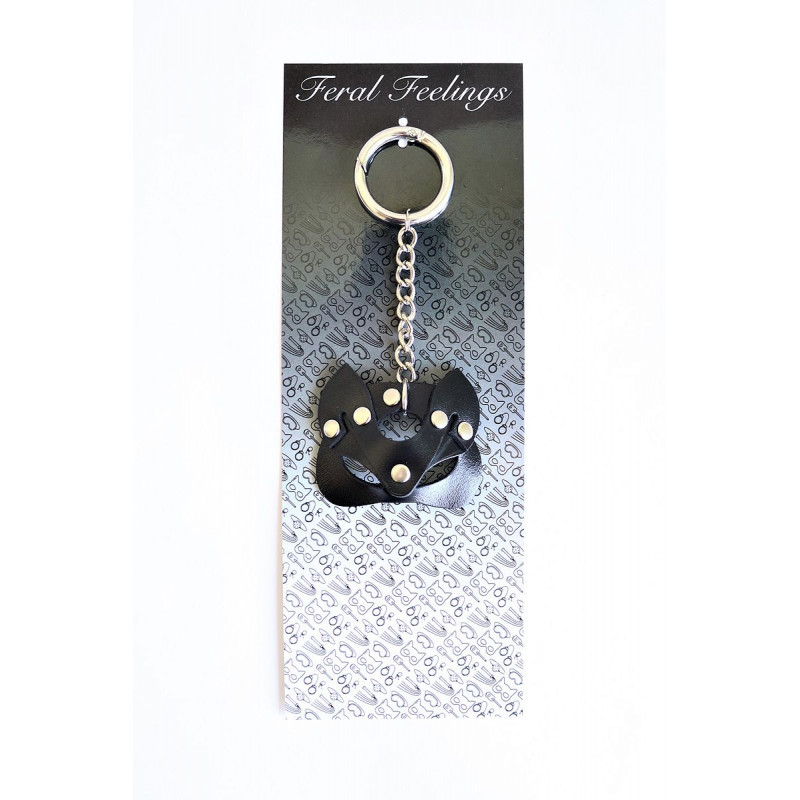 Брелок Кішечка Feral Feelings чорний, вид збоку, що демонструє його компактні розміри