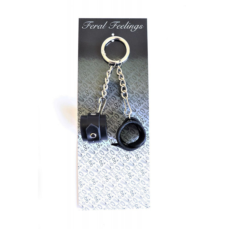 Брелок Наручники Feral Feelings збоку – демонструє якість виконання та металеву текстуру