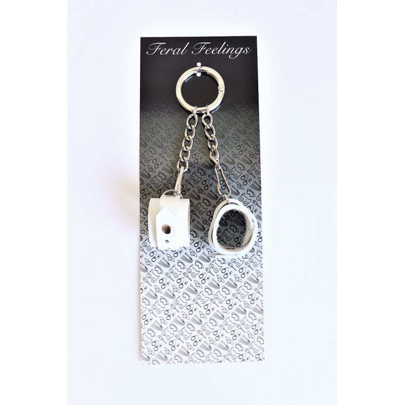 Брелок наручники Feral Feelings Білий, вид збоку