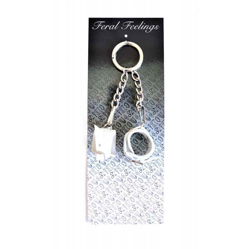Брелок Наручники Feral Feelings Білий, вид збоку, що демонструє деталі конструкції