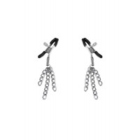 Затискачі для сосків Feral Feelings Nipple Clamps Tassels, срібло/чорний