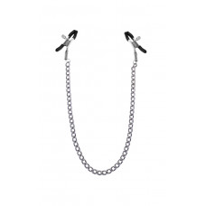 Затискачі для сосків з ланцюжком Feral Feelings Classic, срібло/чорний — Keks-Hub