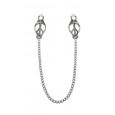 Затискачі для сосків з ланцюжком Feral Feelings Clover nipple clamps, срібло/білий — Keks-Hub