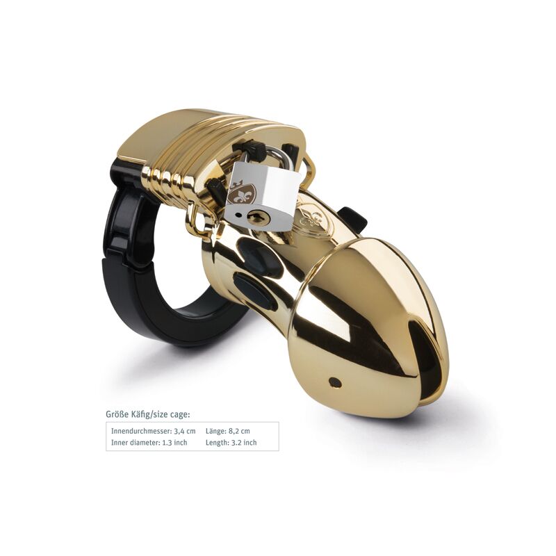 Клітка для члена Mystim Pubic Enemy No 1 - Gold Edition, упаковка, преміальний бокс