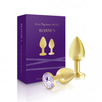 Набор металлических анальных пробок RIANNE S Booty Plug Luxury Set с кристаллом, диаметр 3 и 3,5см