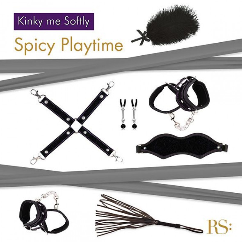 Набір для БДСМ RIANNE S Kinky Me Softly Black: вигляд збоку, деталі елементів