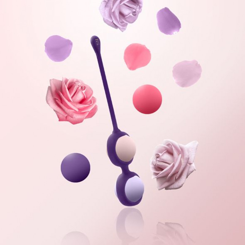 Набір вагінальних кульок Rianne S Pussy Playballs Coral: демонстрація різноманітності ваг (15, 25, 35, 55г) та їхньої привабливої текстури