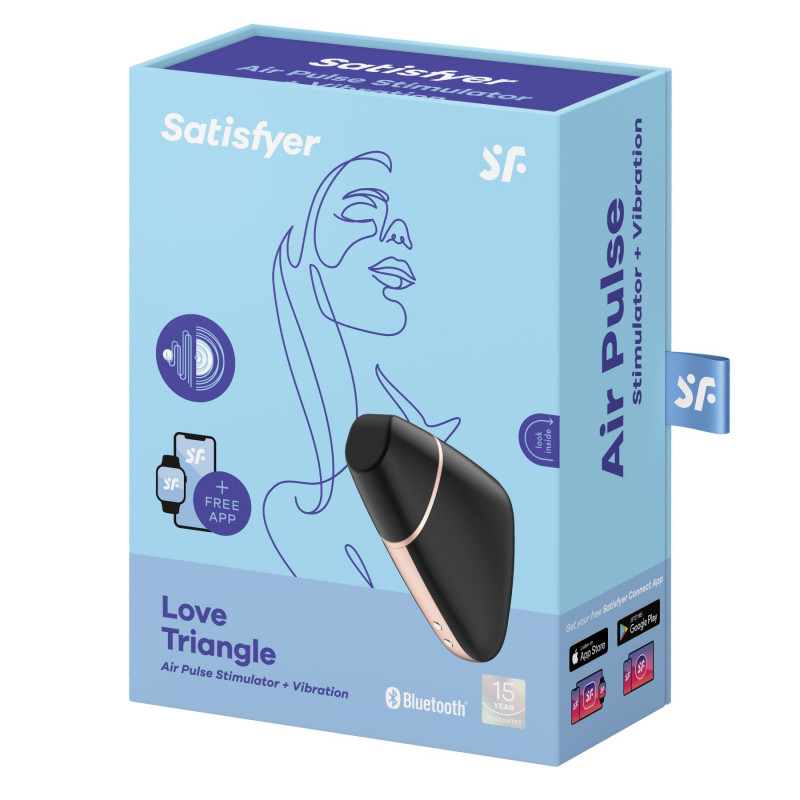 Вакуумний кліторальний стимулятор Satisfyer Love Triangle Black: загальний вигляд з акцентом на кнопки керування
