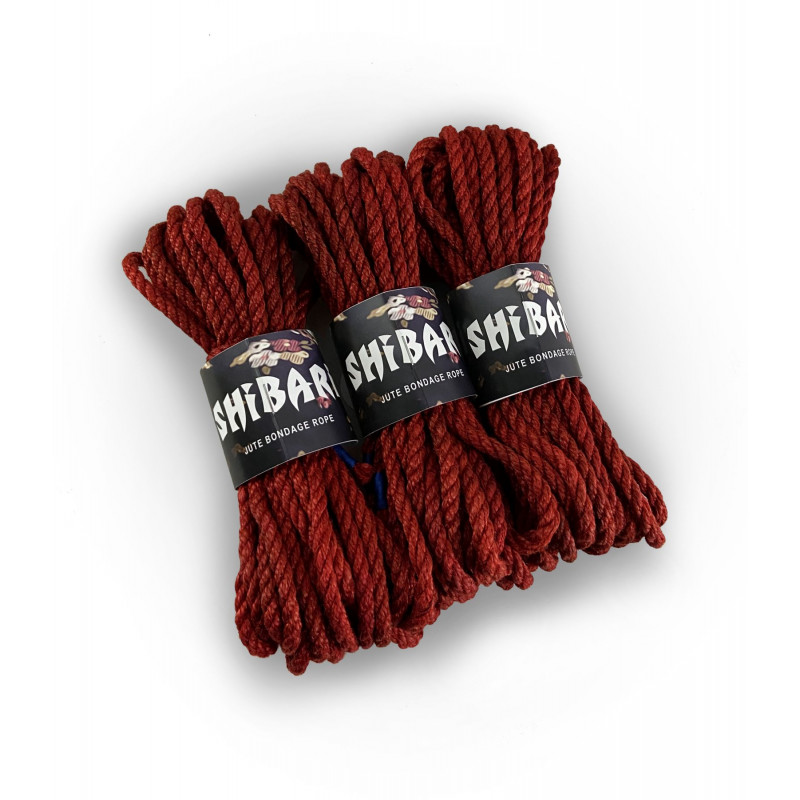 Упаковка червоної джутової мотузки для шібарі Feral Feelings Shibari Rope 8 м, вид збоку