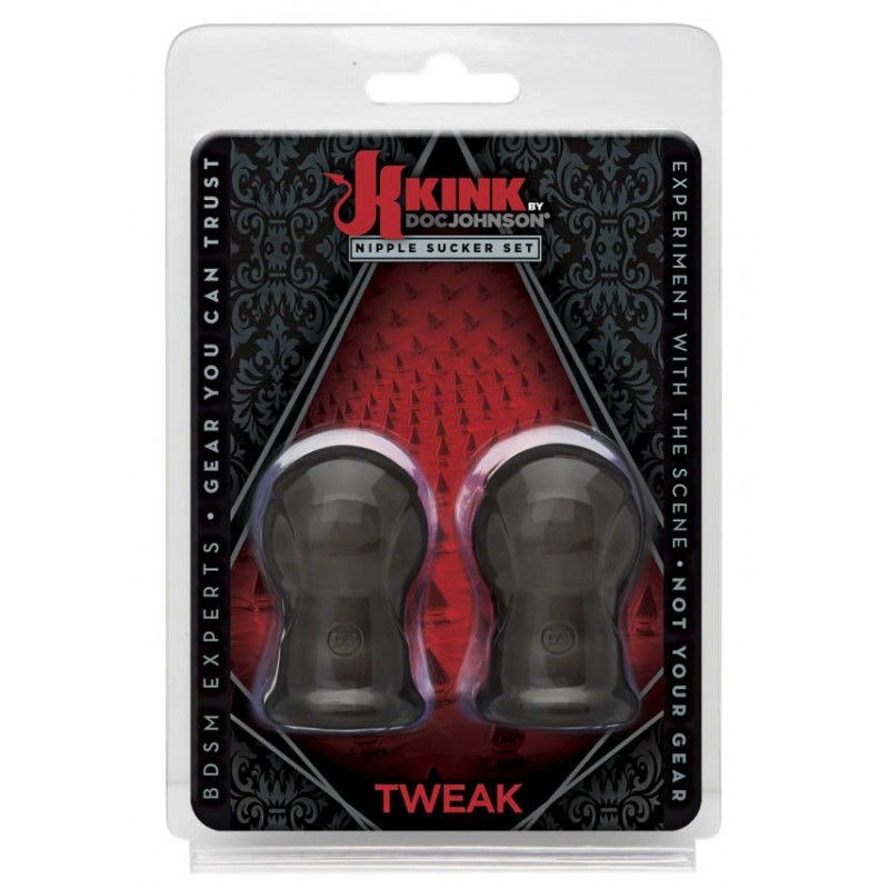 Присоски для сосків Doc Johnson Kink Tweak Set - вид збоку та упаковка