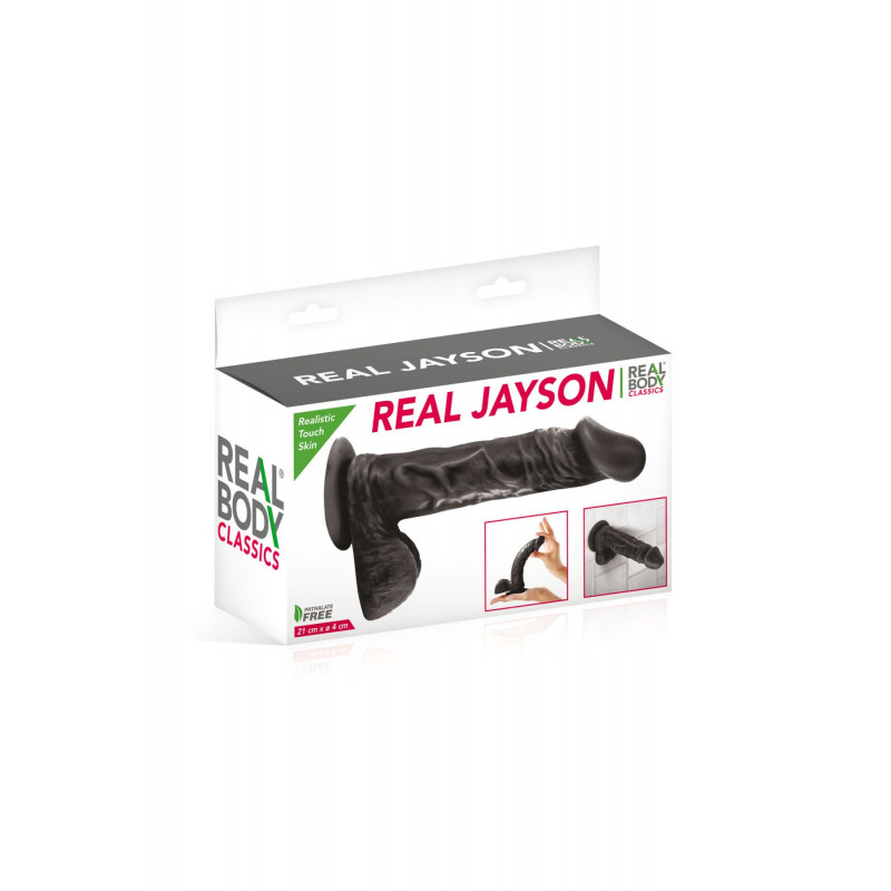 Фалоімітатор Real Body Real Jayson Black TPE, вигляд збоку, деталі