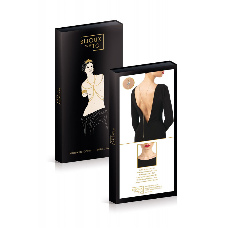 Вигляд кольє на спину Bijoux Pour Toi - Julie Gold збоку, підкреслюючи його довжину та витонченість спадаючих елементів.