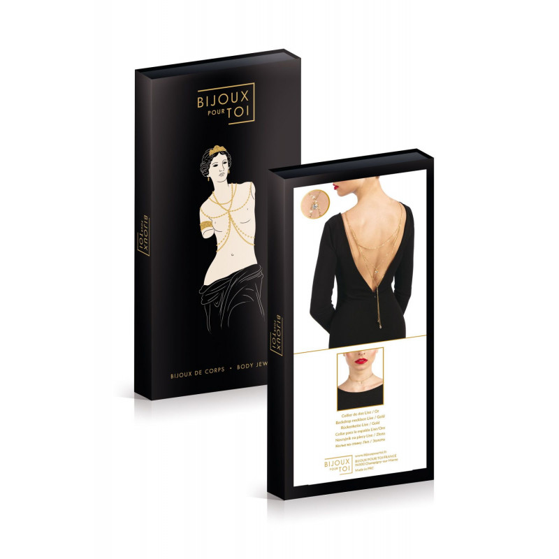 Вигляд збоку золотого кольє на спину Bijoux Pour Toi - Lise Gold, демонструючи його вишуканий дизайн