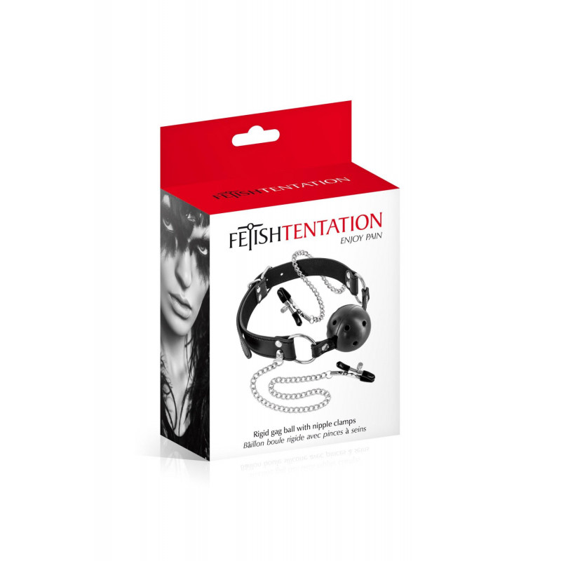 Детальний вигляд повітропроникного кляп-м'яча Fetish Tentation Rigid Gag Ball з боку, акцент на кріплення