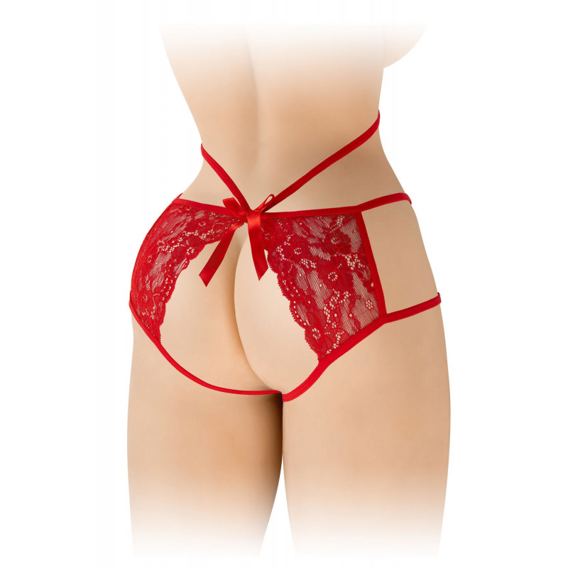 Червоні трусики з відкритою попкою Fashion Secret Nadia Red - вид збоку, що демонструє крій