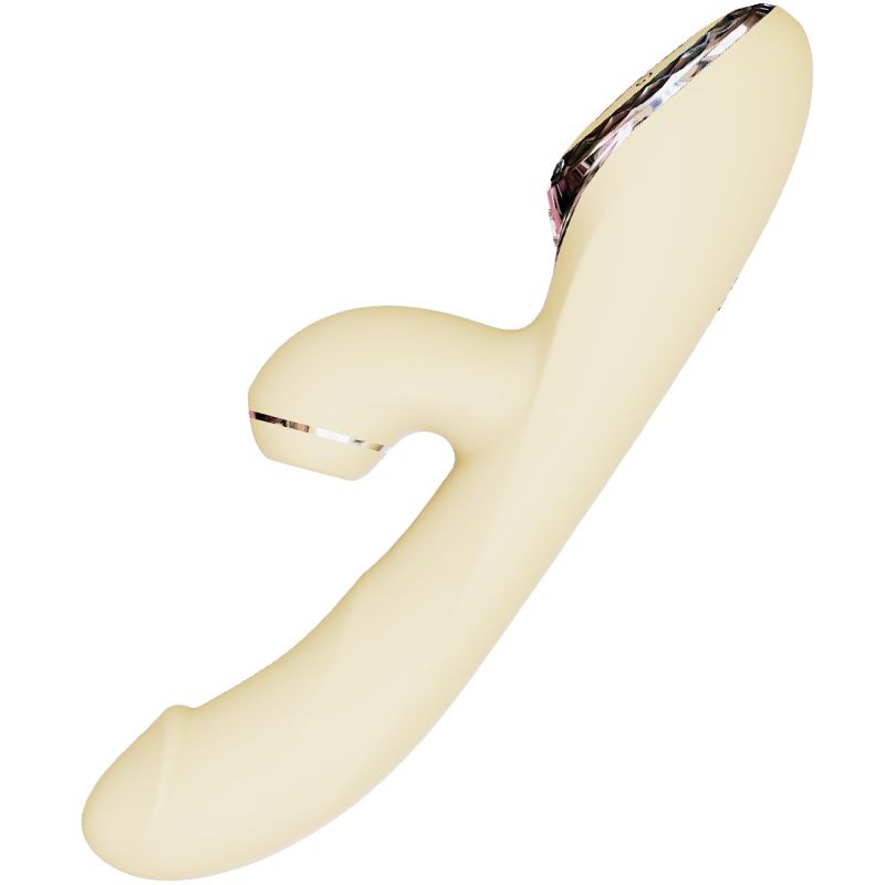 Вакуумний вібратор-кролик KISSTOY A-King Pro Yellow: вигляд збоку, ергономічна форма