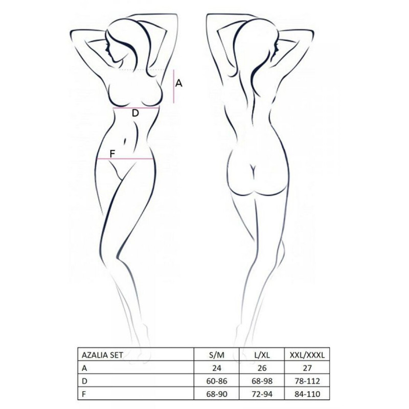 Еротичний комплект Passion AZALIA SET XXL/XXXL, чорний - повний комплект, бра та трусики
