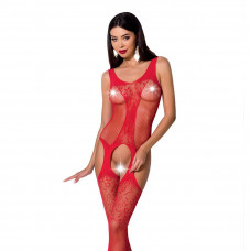 Бодистокинг Passion BS072 red с имитацией чулок и ажурной вставкой — Keks-Hub