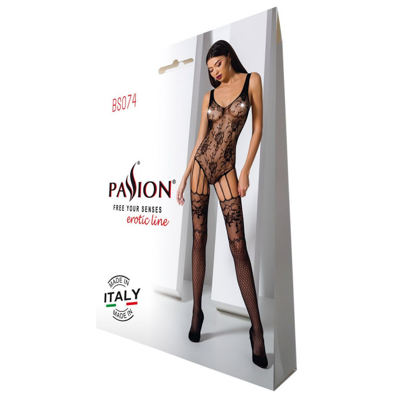 Упаковка бодістокінга Passion BS074 black, фірмовий стиль бренду, подарунковий варіант