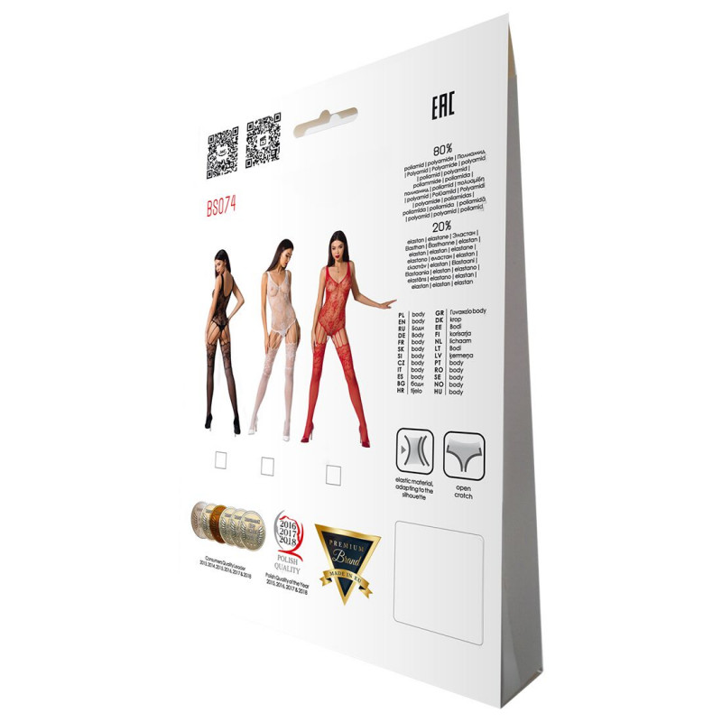 Деталі імітації панчіх на бодістокінгу Passion BS074 red: витончений шов