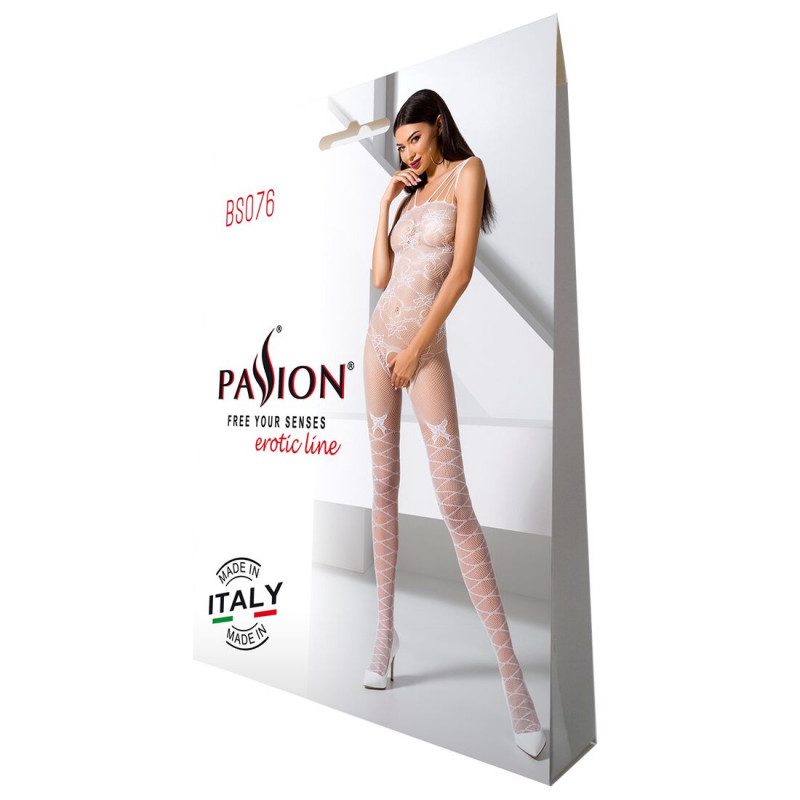 Детальний вигляд швів та візерунка бодістокінгу Passion BS076 white.