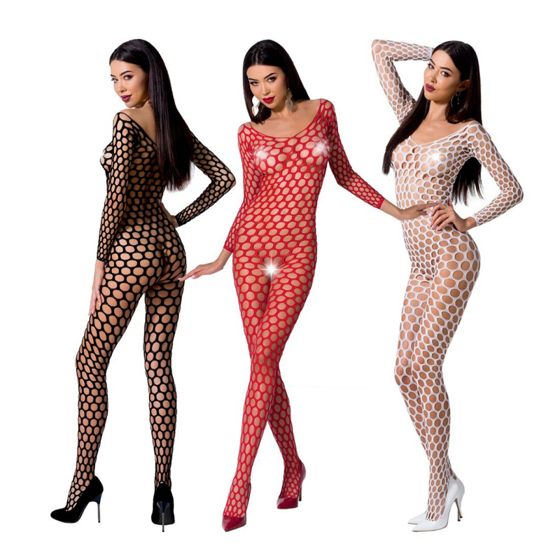 Текстура крупної сітки бодістокінгу Passion BS077 white: привабливий візерунок, ніжна на дотик.