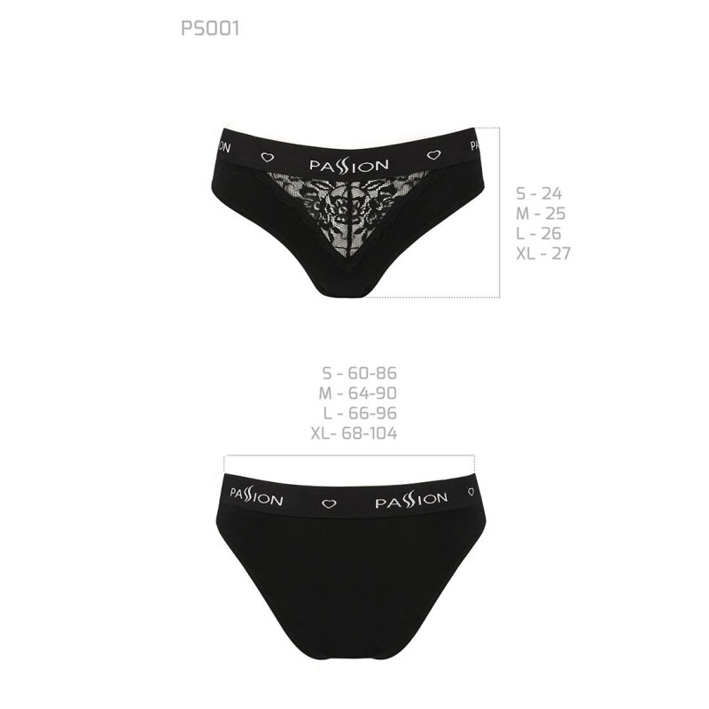 Упаковка жіночих трусиків Passion PS001 PANTIES XL, чорні