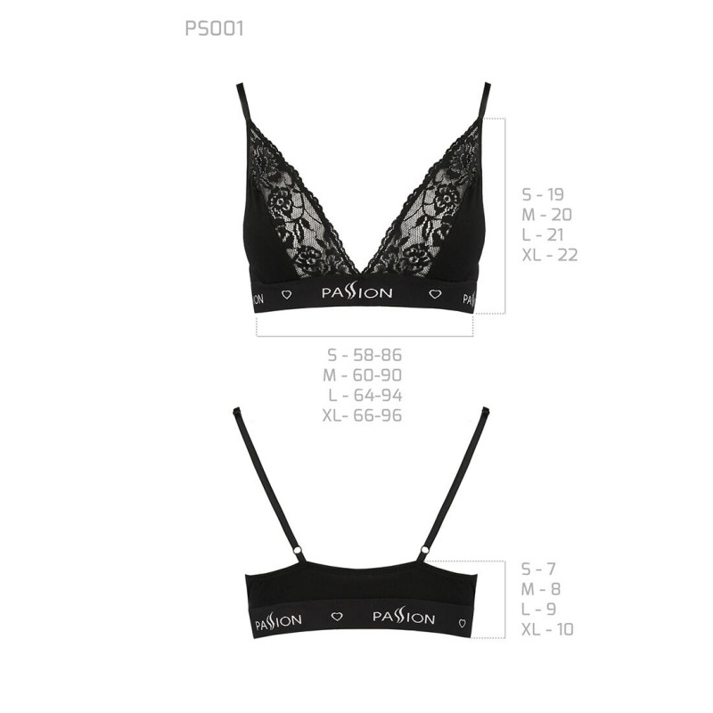 Задня частина еластичного топа Passion PS001 TOP XL чорний