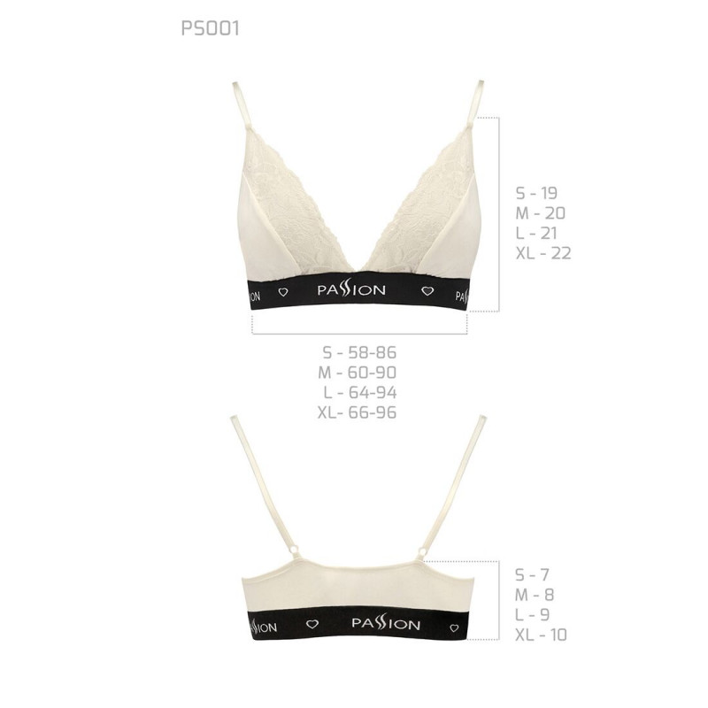 Текстура еластичної тканини та мережива еластичного топа Passion PS001 TOP XL, ecru