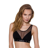 Топ Passion PS002 TOP XL з прозорою вставкою, чорний XL