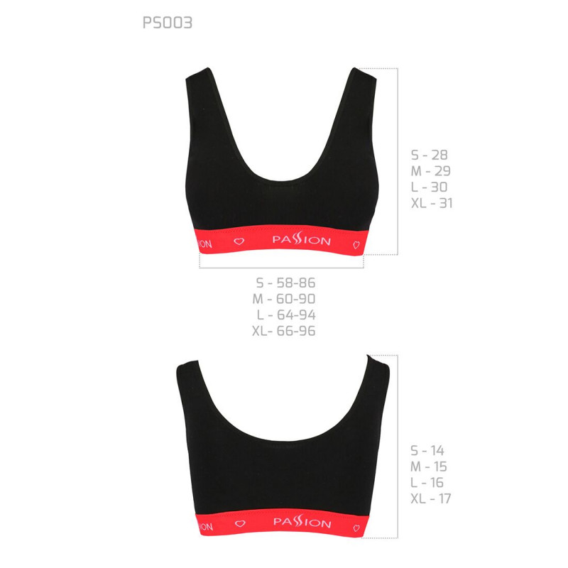 Спортивный топ Passion PS003 TOP XL, черный, с детализацией швов