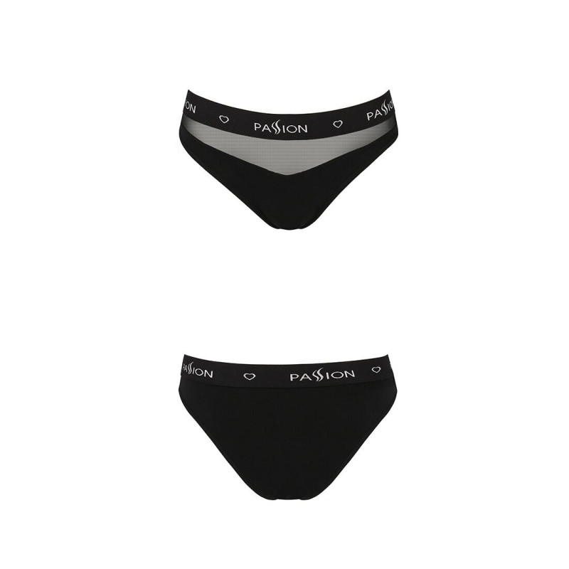 Задня частина чорних трусиків Passion PS006 PANTIES M, модель бразиліана з прозорою вставкою