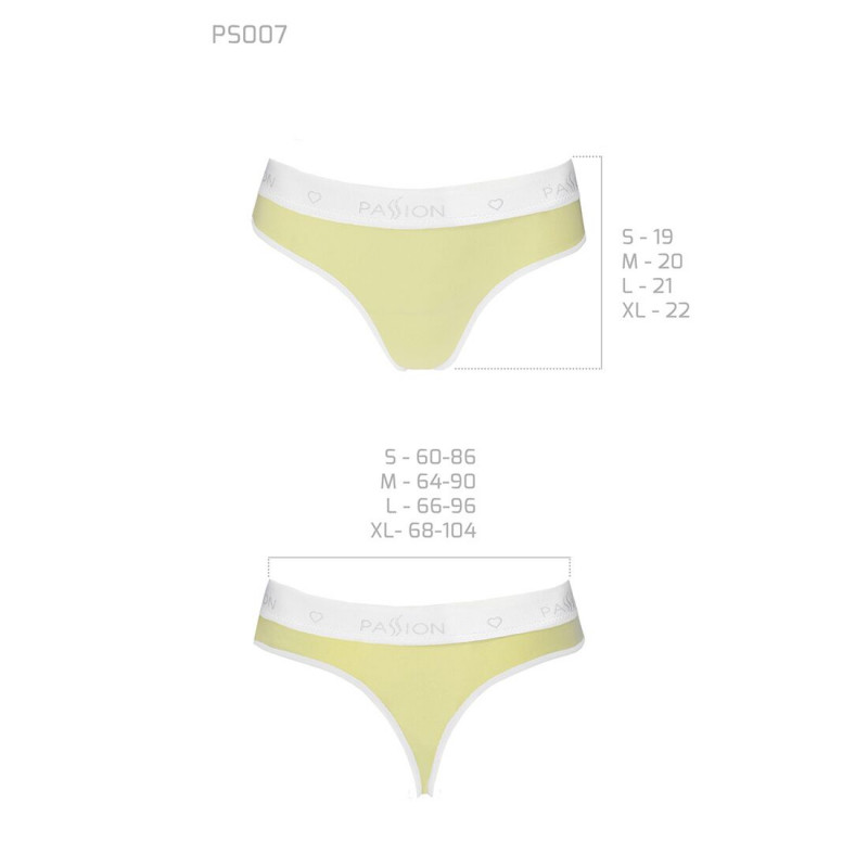 Текстура м'якої тканини спортивних трусиків-стрінгів Passion PS007 PANTIES S, жовтий колір, для максимального комфорту