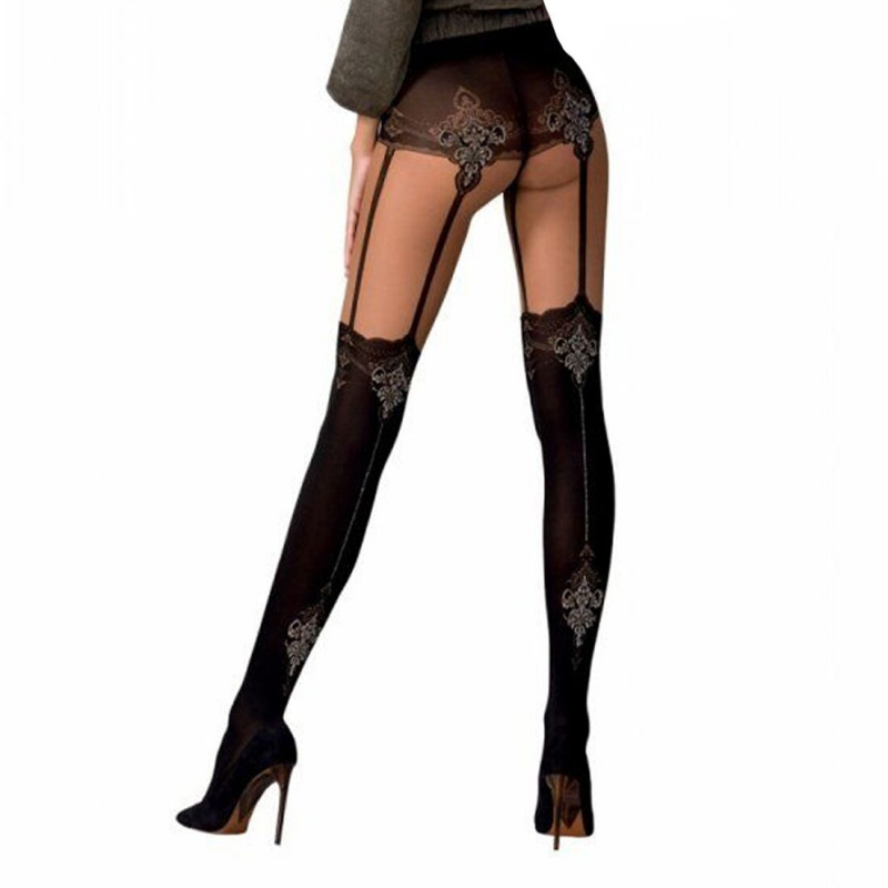 Вигляд збоку на колготки Passion TI112 3/4 (60/20 den) nero-gold, що демонструє щільність