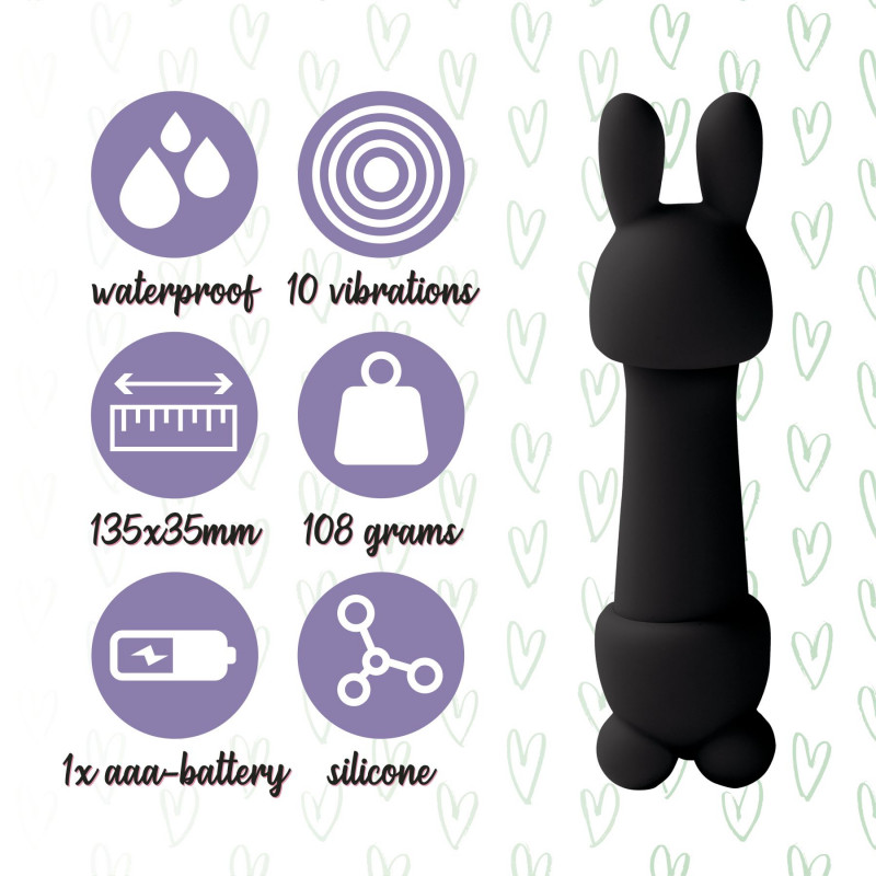 Текстура силікону мінівібратора FeelzToys Mister Bunny Black - приємна на дотик