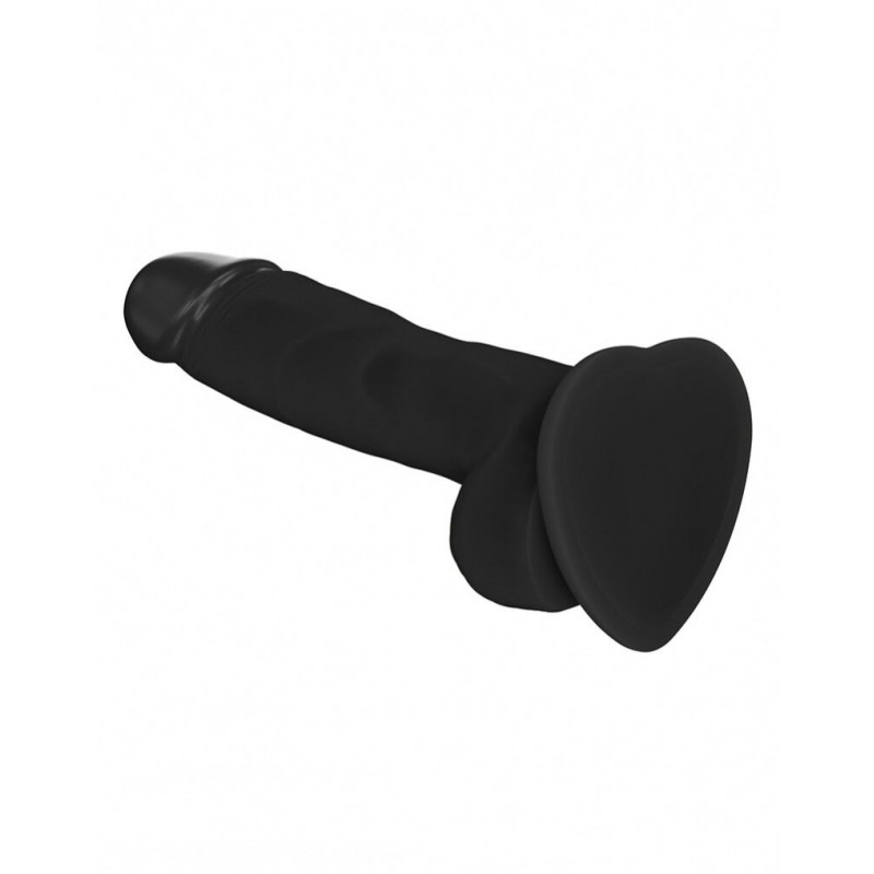 Фалоімітатор Strap-On-Me SOFT REALISTIC DILDO Black Size M - вид збоку, деталі дизайну