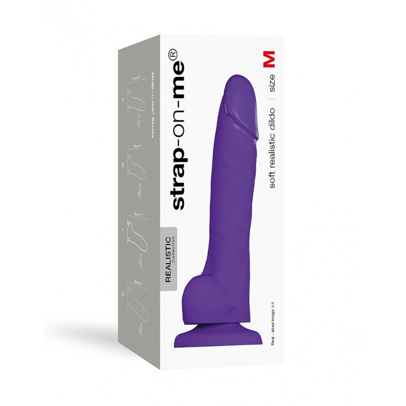 Упаковка фалоімітатора Strap-On-Me SOFT REALISTIC DILDO Violet, розмір M, фіолетовий